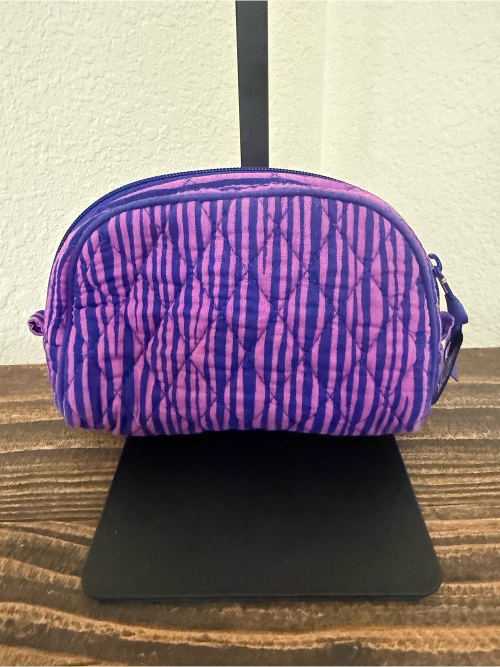 Vera Bradley Quilted Stripe Cosmetic Pouch in Purple and Pink - Picture 2 of 3